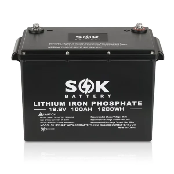 SOK Battery SK12V100P Lithium Iron Phosphate 12V 100Ah, Marine Grade