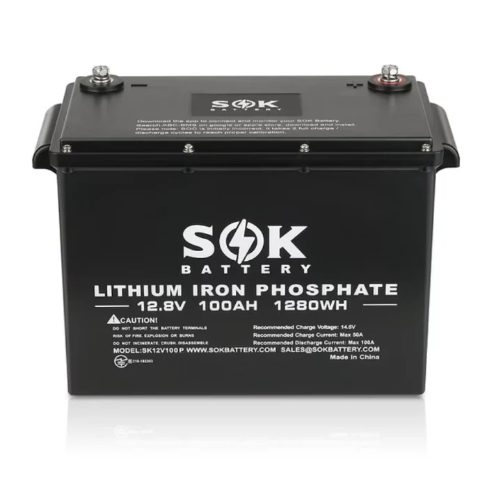 SOK Battery SK12V100P Lithium Iron Phosphate 12V 100Ah, Marine Grade